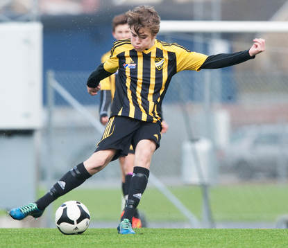 Hässleholms Elliott Nilsson i DM-matchen i fotboll för