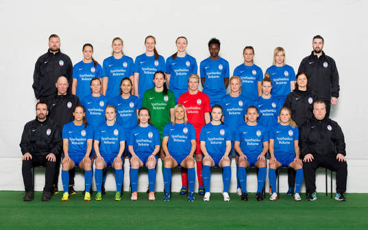 Spelare i damfotbollslaget Eskilstuna United