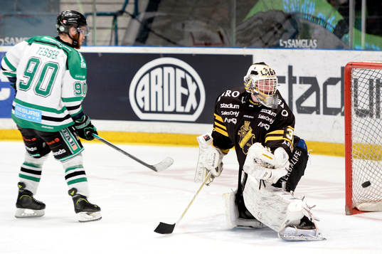 s målvakt Daniel Larsson ser