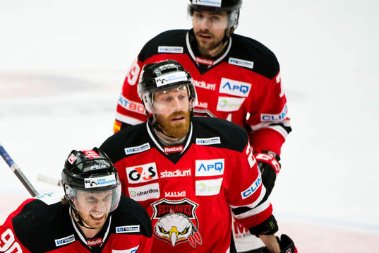 Malmö Redhawks Mattias Persson, Jens Olsson och Ludvig