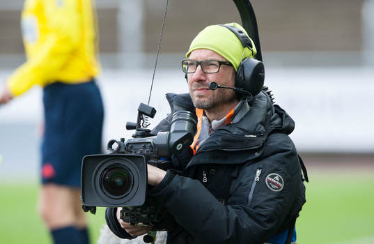 Kameraman i matchen i Svenska Cupen mellan Helsingborg och