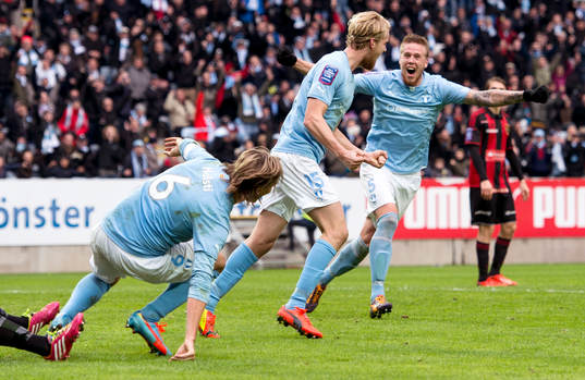Malmö FFs Markus Halsti, Filip Helander, Pontus Jansson
