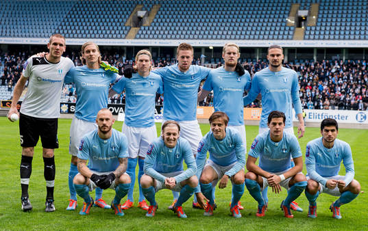 Malmö FFs lagbild, målvakt Robin Olsen, Markus Halsti,