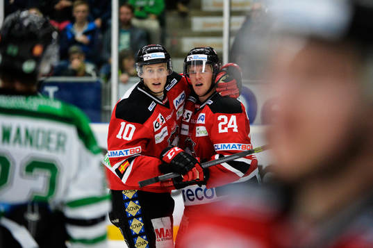 Malmös Robin Alvarez och Malmös Marcus Olsson jublar