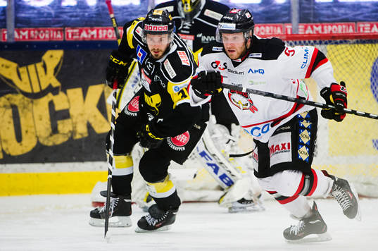 Västerås Andreas Frisk  och Malmö Redhawks Fredrik Storm