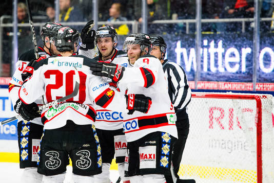 Malmö Redhawks spelare jublar