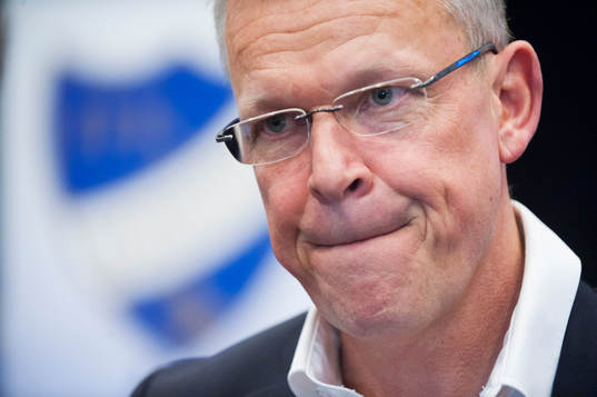 Norrköpings tränare Jan Andersson vid fotbollens