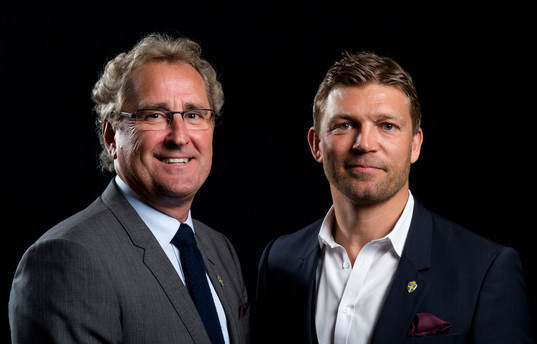 Erik Hamrén, förbundskapten Sverige, och Marcus Allbäck,