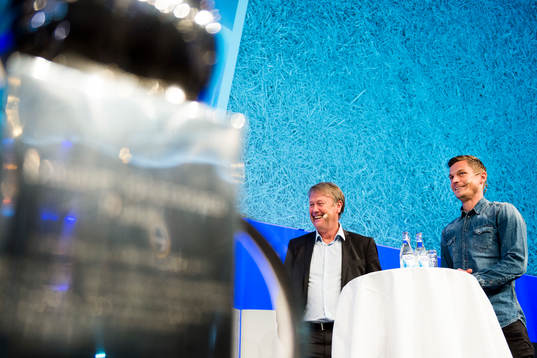 Malmö FFs tränare Åge Hareide och Markus Rosenberg i