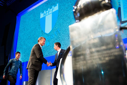 Malmö FFs tränare Åge Hareide och Markus Rosenberg i