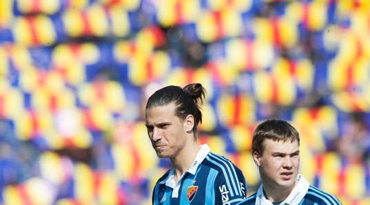 Djurgårdens Aleksandar Prijovic och Simon Tibbling i