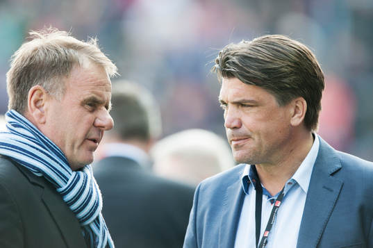 Djurgårdens Per Kotschack och Bosse Andersson i matchen i