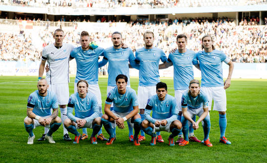 Lagbild Malmö FF, övre raden målvakt Robin Olsen, Pontus