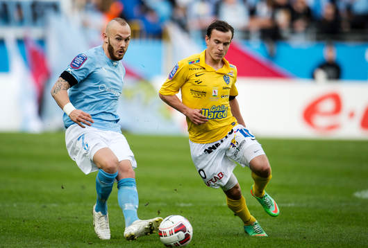 Malmö FFs Magnus Eriksson och Falkenbergs Anton Wede