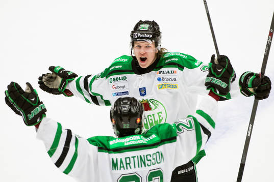 Rögles Niklas Hansson och Eric Martinsson jublar