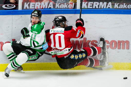 Rögles Robin Sterner och Malmö Redhawks Robin Alvarez