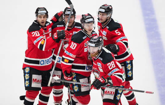 Malmö Redhawks Jens Olsson gör 1-0 och jublar