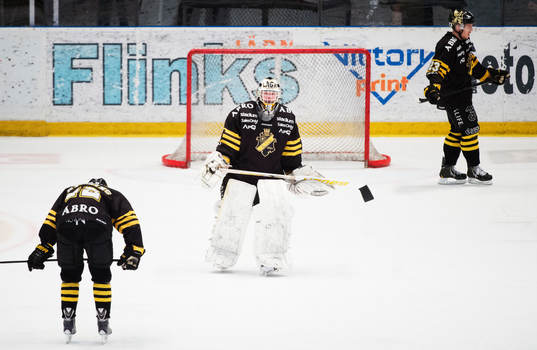 s Fredrik Hynning, målvakt Daniel Larsson och Jonas Liwing
