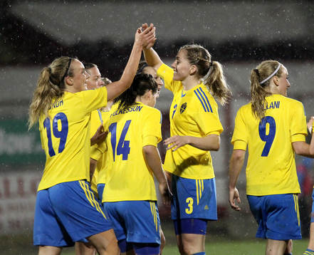 Sweden's Emma Lundh celebrates her goal