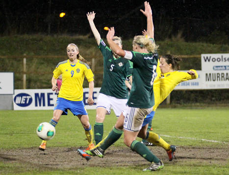 Sweden's Lina Nilsson scores her goal