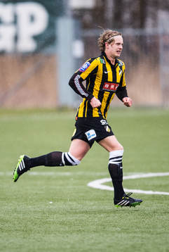 Häckens Gustav Berggren i fotbollsmatchen mellan BK
