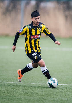 Häckens Mark Fezarit i fotbollsmatchen mellan BK Häcken