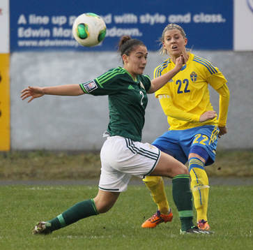 Sweden's Olivia Schough and Northern Ireland's Alex Hurst