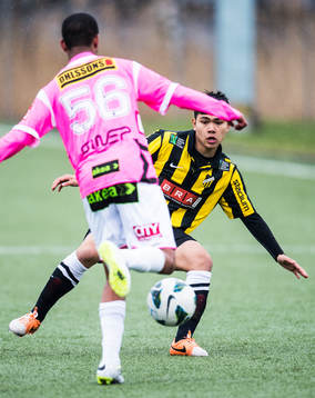 Häckens Mark Fezarit i fotbollsmatchen mellan BK Häcken