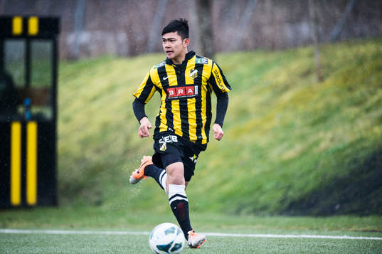 Häckens Mark Fezarit i fotbollsmatchen mellan BK Häcken