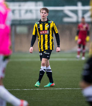 Häckens Anton Liljenbäck i fotbollsmatchen mellan BK
