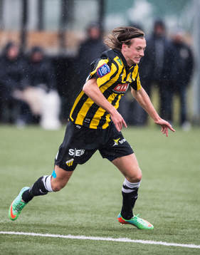 Häckens Felix Martinsson i fotbollsmatchen mellan BK