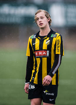 Häckens Gustav Berggren i fotbollsmatchen mellan BK