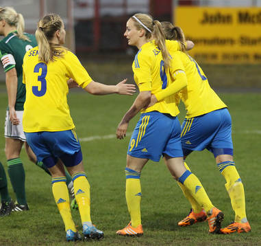 Sweden's Kosovare Asllani celebrates her goal