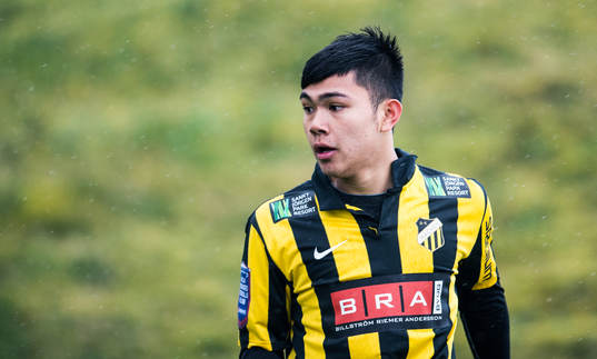 Häckens Mark Fezarit i fotbollsmatchen mellan BK Häcken