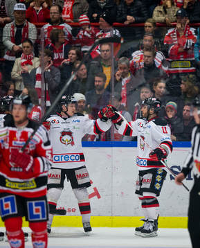 Malmö Redhawks Joey Tenute gör 0-4 och jublar