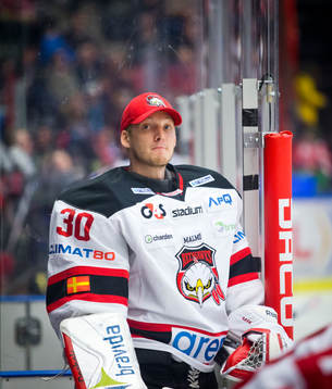 Malmö Redhawks målvakt Robin Rahm deppar