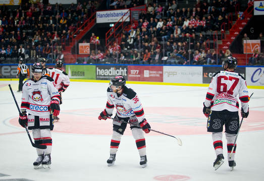 Malmö Redhawks David Liffiton och Tobias Ericsson deppar