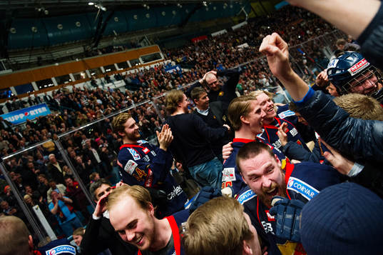Djurgårdens  spelare jublar
