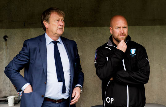 Malmö FFs tränare Åge Hareide och assisterande tränare