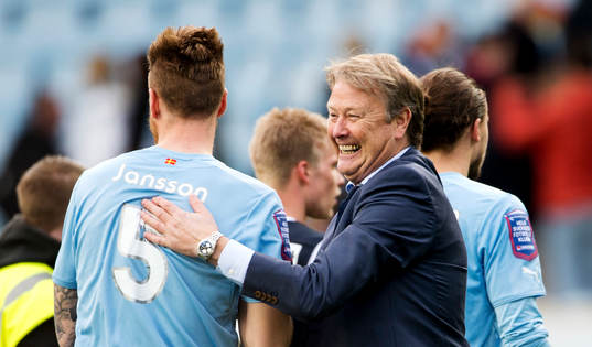 Malmö FFs tränare Åge Hareide och Pontus Jansson