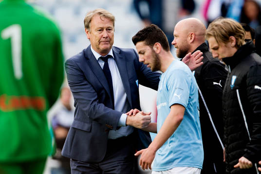 Malmö FFs tränare Åge Hareide och Erdal Rakip