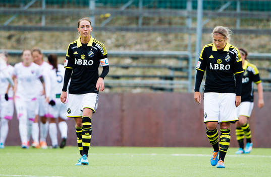 AIKs Petra Andersson  och Filippa Angeldal deppar