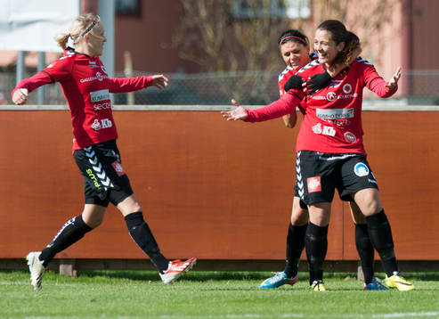 Kristianstads Marija Banusic har gjort 1-0 i matchen i