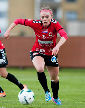 Kristianstads Sif Atladottir i matchen i damallsvenskan i