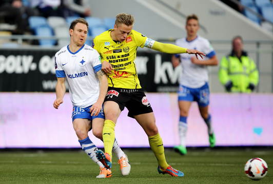 Norrköpings Marcus Falk Olander och Mjällbys Mattias