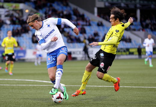 Duell mellan Norrköpings Christoffer Nyman och Mjällbys
