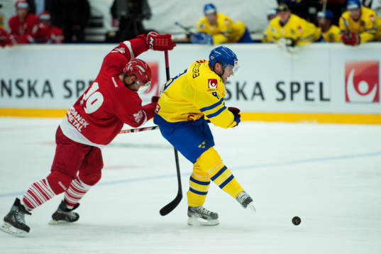 Sveriges Niclas Andersén och Danmarks Kim Staal i