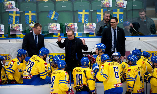 Sveriges förbundskapten Pär Mårts coachar sina mannar i