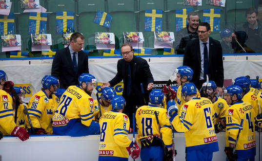 Sveriges förbundskapten Pär Mårts coachar sina mannar i