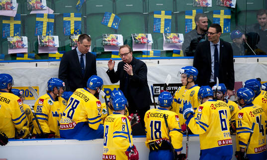 Sveriges förbundskapten Pär Mårts coachar sina mannar i